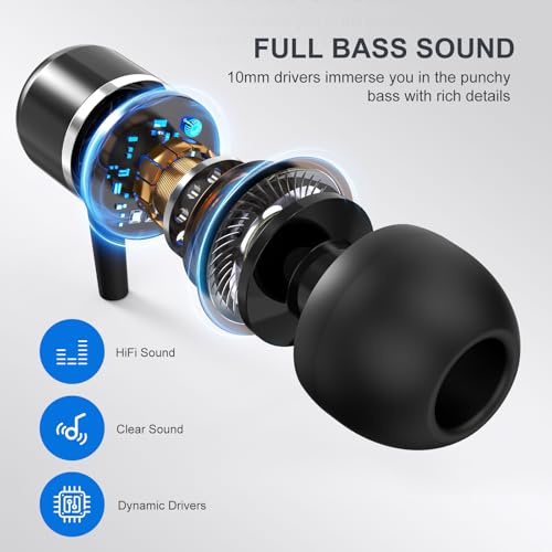 Cowyawn USB C Wired Earbuds, USB-C Headphone with Mic, in-Ear USBC Earphone