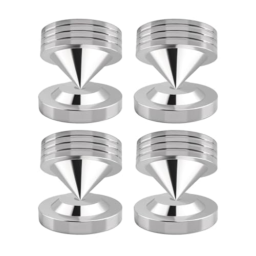 Speaker Isolation Pads 304 Stainless Steel Spikes & Isolation Feet for Subwoofer, Turntable, Bookshelf Speakers, 4 Pack with Adhesive Pads, Large - size: Large