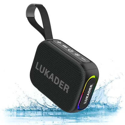 Portable Bluetooth Speaker Waterproof,Mini Shower Speaker,RGB Lights,IPX67 HD Sound Up to 24Hrs Playtime,True Wireless Stereo,Stocking Stuffers for Teens Women Men, White Elephant Gifts - Black
