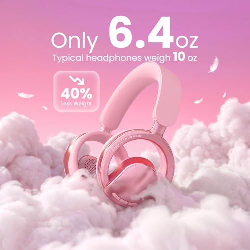 Xmenha Open Ear Open-Back Headphones Wireless Bluetooth Gaming Headset with Removable Mic for PC Switch Xbox One PS4 PS5, 3.5mm Wired Breathable Lightweight Over Ear Headphones Adjustable RGB Light - color: Beige