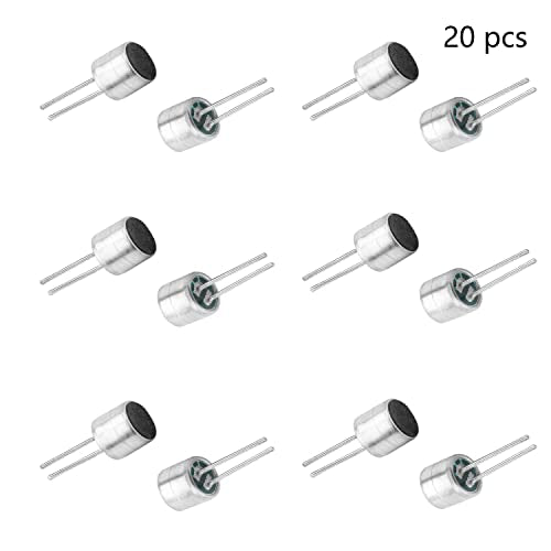 20Pcs 50DB Cylindrical Electret Condenser Microphone Pickup, 6mm x 5mm | Electret Condenser Mic with 2 Pin for Arduino, PCB Sound Recording