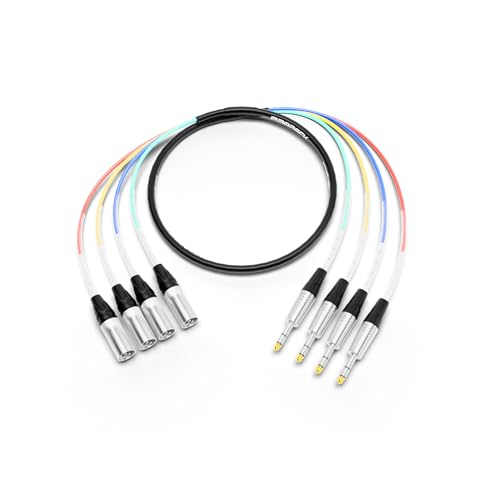 PRORECK 1.8m(6피트) 스네이크 케이블, 4채널 차폐 오디오 케이블 0.6cm(1/4인치) TRS to XLR 수, 전문 무대, 스튜디오 및 라이브를 위한 컬러 마크 커넥터 포함(PR-TRS/XLR-4 x 6M) - style: 4채널 1.8m(6피트)