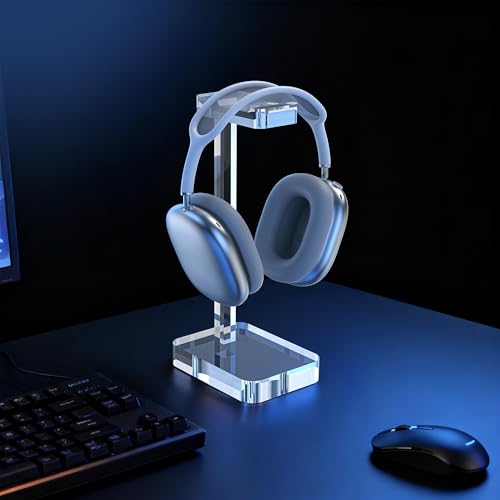 Headphone Stand Headset Holder for Desk, Solid Christal-Clear Acrylic with Stable Base Earphone Hanger for Gaming Room Office Accessories - color: Clear