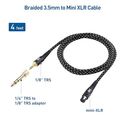 Cable Matters Braided 3.5mm to Mini XLR Headphone Cable, 4ft | Compatible with Beyerdynamic DT 1770/1990 Pro, AKG K240/K371/Q701