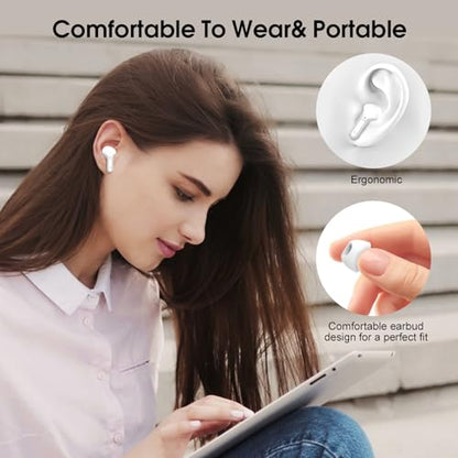 Wireless Earbuds, Bluetooth 5.4 Headphones HiFi Stereo, Bluetooth Earbuds | With ENC Noise Cancelling Mic, IP7 Waterproof in Ear Earphones, 48H, LED Display Ear buds for Pad Phones Workout Sports,White - color: White