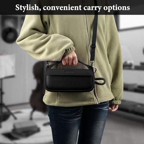 Geekria Silicone Speaker Case Cover Compatible with Bose SoundLink Plus, Protective Soft Skin, Replacement Portable Speakers Travel Carrying Sleeve with Shoulder Strap (Black) - color: Black