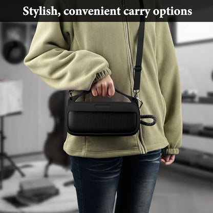 Geekria Silicone Speaker Case Cover Compatible with Bose SoundLink Plus, Protective Soft Skin, Replacement Portable Speakers Travel Carrying Sleeve with Shoulder Strap (Black) - color: Black