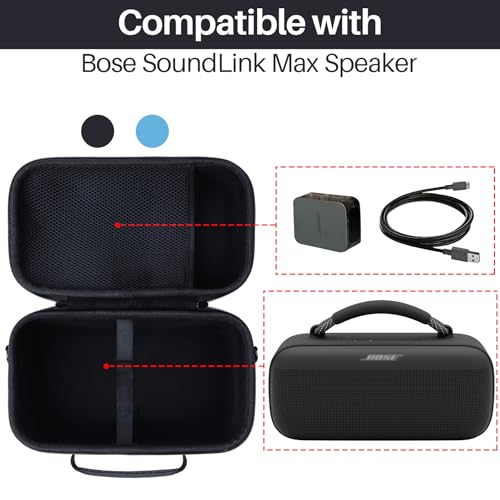 Lebakort Hard Case Compatible with Bose SoundLink Max Portable Speaker, Black Case - color: Black Case