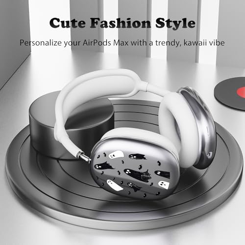 for AirPods Max Headphones Halloween Ear Covers for AirPods Max 2 | Cute Ghost Bat Clear Ear Cups Cover | White Silicone Ear Pad Case Headband Cover for Apple AirPods Max 2/1 (2026/2024/2020) - color: Ghost E/White