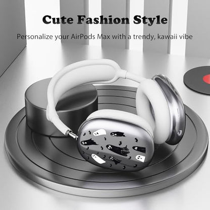 for AirPods Max Headphones Halloween Ear Covers for AirPods Max 2 | Cute Ghost Bat Clear Ear Cups Cover | White Silicone Ear Pad Case Headband Cover for Apple AirPods Max 2/1 (2026/2024/2020) - color: Ghost E/White
