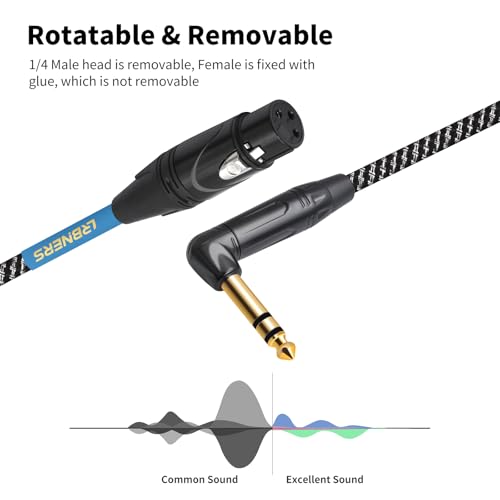 5FT Right-Angle 6.35mm TRS Male to XLR Female Cable - 90 Degree 1/4' Plug, Zinc Alloy XLR, Braided Shield for DI Box & Keyboard to Mixer - color: 5FT, size: XLR Female