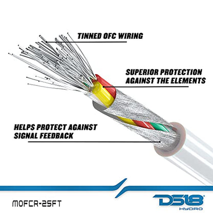 DS18 MOFCR-25FT 2 Channels OFC Marine RCA Audio Stereo Cable - 25 Feet - style: 25 Ft