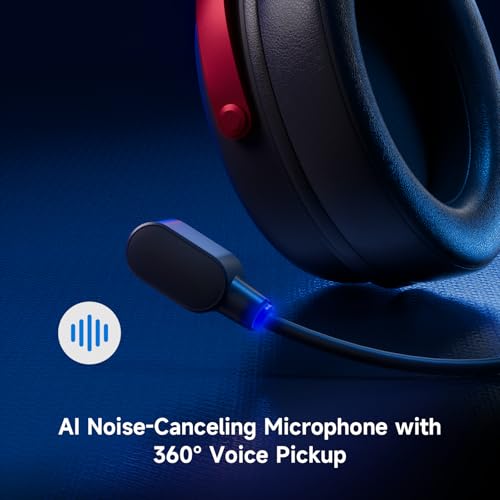 MCHOSE V9 PRO Wireless Gaming Headset 7.1 Surround Sound for PS5 PS4 PC SWITCH TOPSPEED Gaming Headphones, Noise Canceling Mic, 250Hr Battery, Low 15ms Latency, Lightweight, BT 5.3 FPS Games Black&Red - color: V9PRO-Black/Red