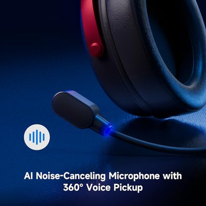MCHOSE V9 PRO Wireless Gaming Headset 7.1 Surround Sound for PS5 PS4 PC SWITCH TOPSPEED Gaming Headphones, Noise Canceling Mic, 250Hr Battery, Low 15ms Latency, Lightweight, BT 5.3 FPS Games Black&Red - color: V9PRO-Black/Red