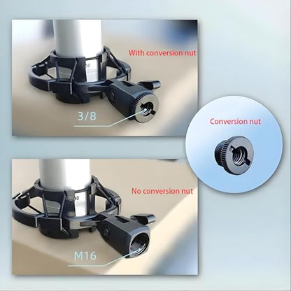 Universal Microphone Shock Mount for 42-46mm Mics, Professional Anti-Vibration Holder with 3/8" or M16 Thread, Compatible with Studio Condenser Microphone for Recording, Podcasting, Streaming