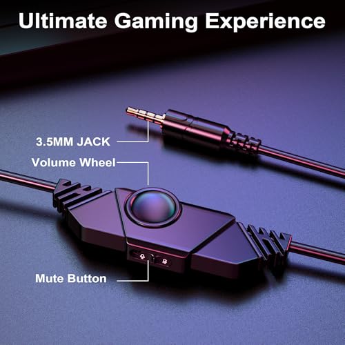 Voistek Wired Gaming Headset with Microphone & Volume Control | Over Ear Computers Headphones with 50mm Drivers for PC, Laptop & Gaming, Compatible with PS4 PS5 - color: Red