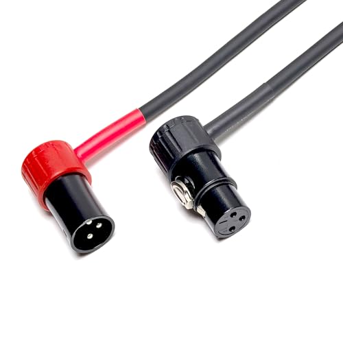 WJSTN 3-Pin Female Right Angle XLR to 3-Pin Male Right Angle XLR Cable 100° Adjustable, Professional Audio Balanced Interconnect for Microphones, Mixers, Speakers -, 2-Pack (1Feet) - size: 1Feet