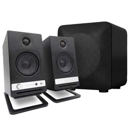 Audioengine A2 HD (HD3) Wireless Computer Speakers – Bluetooth Desktop | Speakers with DAC, Headphone Amplifier and USB Audio - Black - color: Black, style: HD