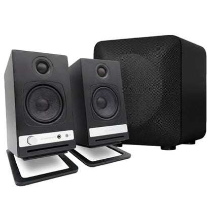 Audioengine A2 HD (HD3) Wireless Computer Speakers – Bluetooth Desktop | Speakers with DAC, Headphone Amplifier and USB Audio - Black - color: Black, style: HD