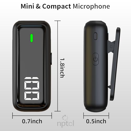 NPTCL Wireless Lavalier Microphone for iPhone iPad Android, Mini USB C Mic | 24H Charging Case, Digital Charge Display, Noise Reduction for Content Creator Video Recording Vlog Podcast YouTube TikTok