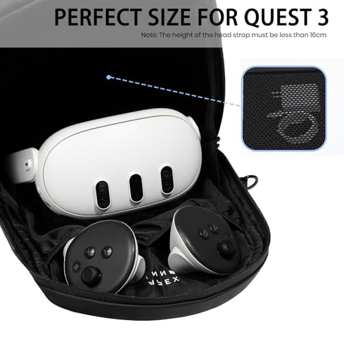 APEXINNO Hard Carrying Case for Meta Quest 3S/3, Large Storage Shoulder Bag, Travel Case Compatible with Battery Head Strap