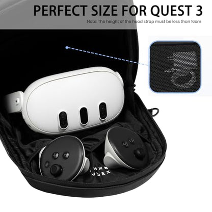 APEXINNO Hard Carrying Case for Meta Quest 3S/3, Large Storage Shoulder Bag, Travel Case Compatible with Battery Head Strap