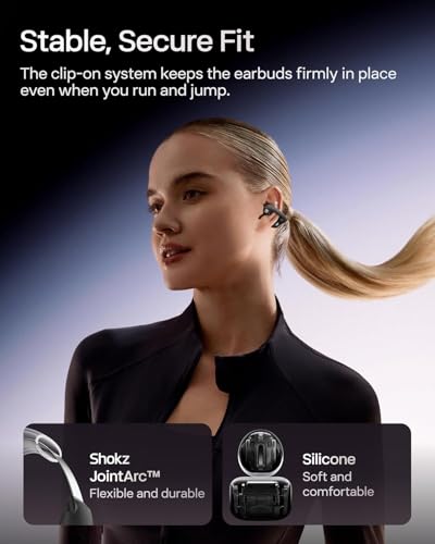 SHOKZ OpenDots ONE Open-Ear Clip-On Bluetooth Earbuds, Black, Dolby Audio - color: Black