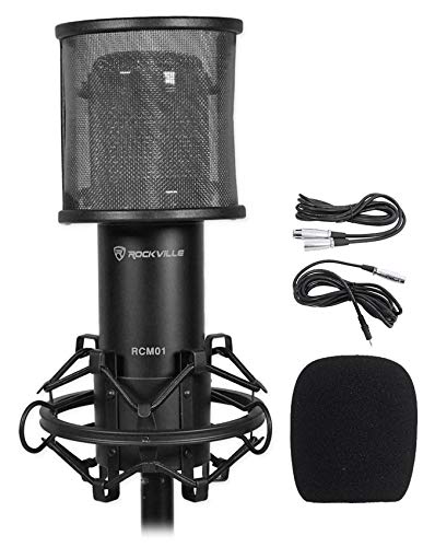 Rockville RCM01 Studio Condenser Mic Bundle with RockPop Curve Pop Filter