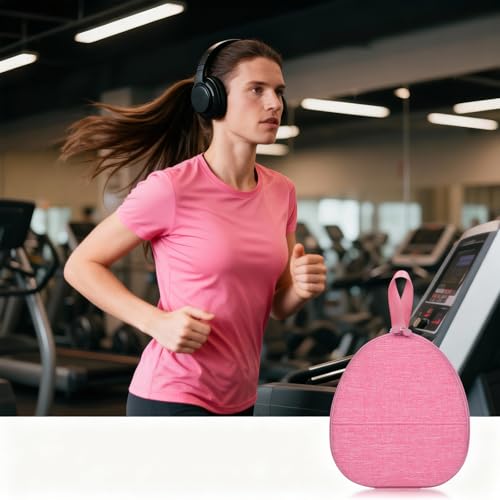 GWCASE Headphone Travel Case with Secure Strap and Accessory Pocket, Pink | Hard Shell Protection, Fits Most Foldable Over-Ear Headphones, 7.87 x 6.8 x 0.9 in Interior, for Daily Carry, Case Only - color: Pink