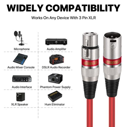 EBXYA XLR Cable 6ft 4 Pack - 3 Pin Balanced Male to Female Mic Cable - color: 4 Colors, size: 6ft