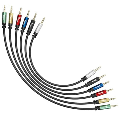 3.5mm TRS to TRS Balanced Stereo Patch Cables,Multicolor 1/8 Inch Male to Male Car Stereo Audio AUX Cable 1 FT-6 Pack,Gold-Plated Plugs for Headphones,DVD Players, Speakers,iPhone ,MP3, iPods,Tablet - size: 1FT, style: 1/8 TRS Stereo