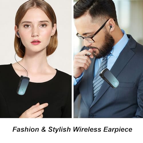 Retractable Wireless Headset Headphone Stereo Earphone V5.0 Noise Cancelling Mic Clip on Earpiece Comfortable HandsFree Headset 20Hrs Talking Time Sports Business Trucker Driver Earbud - color: Blue