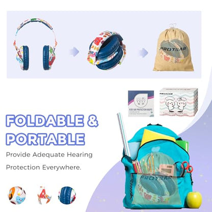 Kids Ear Protection Safety Ear Muffs, NRR 25dB Noise Reduction Children Earmuffs, Hearing Protectors for Sleeping, Studying, Airplane, Concerts, Fireworks-Letter with Blue Band - color: Blue Band Letter