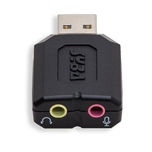 Syba external USB Stereo Sound Adapter for Windows, Mac, Linux Extra Audio Source with 3.5mm Audio Mic Jack C-Media Chipset