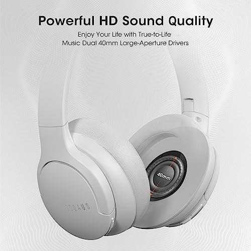 DOQAUS Bluetooth Headphones Over Ear, Headphones Wireless with 90H Playtime | 3 EQ Mode, Bluetooth5.3 Wireless Headphones with Hifi Stereo Sound, ENC Mic, Foldable for Travel Work Study Phone, Light Grey - color: Light Gray