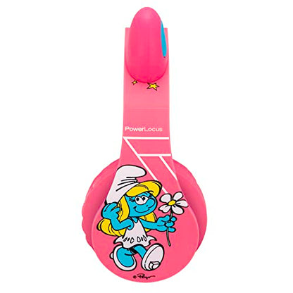 PowerLocus Bluetooth Headphones for Kids, Wireless Foldable Headphones Over Ear, Headphone with Microphone, 85/94dB Volume Limit, Wireless and Wired Headset with Micro SD, FM for Phones/Tablets/PC/TV - color: The Smurfs Collection