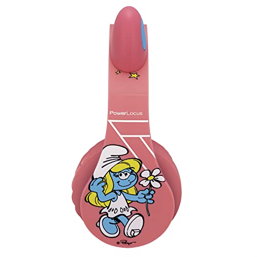 PowerLocus Bluetooth Headphones for Kids, Wireless Foldable Headphones Over Ear, Headphone with Microphone, 85/94dB Volume Limit, Wireless and Wired Headset with Micro SD, FM for Phones/Tablets/PC/TV - color: The Smurfs Collection