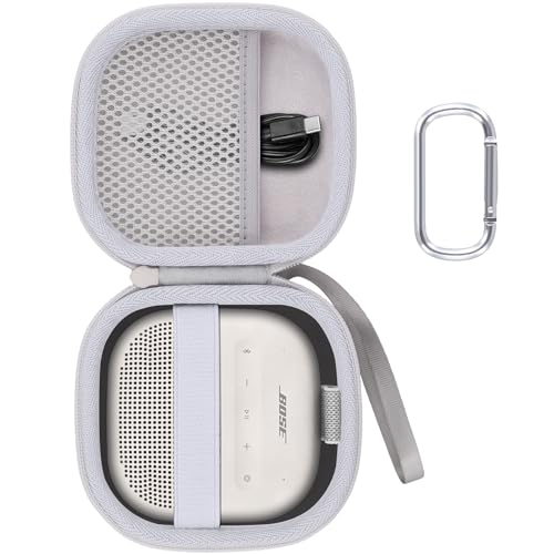Aenllosi Case for Bose SoundLink Micro 2nd Gen Speaker, Gray-White | EVA case construction, Water-resistant design, Dust-resistant design, Protective case only - color: Grey-White, style: Hard Case for Bose SoundLink Micro 2nd Gen