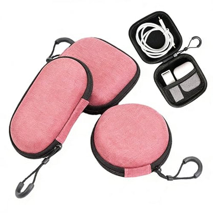 3 Pack Earbud Case, BetterJonny EVA Hard Earphone Carrying Case Portable Storage Earbud Pouch Case Mini Earbud Pouch for Bluetooth Ear Buds USB Adapter Cable Coin Pouch Wallet (Pink) - color: Pink