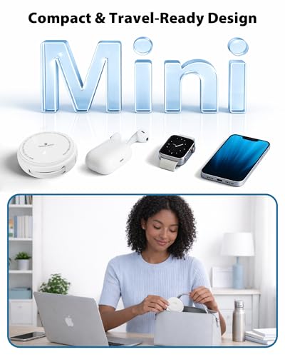 2-in-1 Wireless Charger with Retractable USB-C Cable – 60W PD | Fast Retractable Charging Cable & Phone Charger for iPhone Apple Watch Earbuds, Portable Travel Charging Station for Car