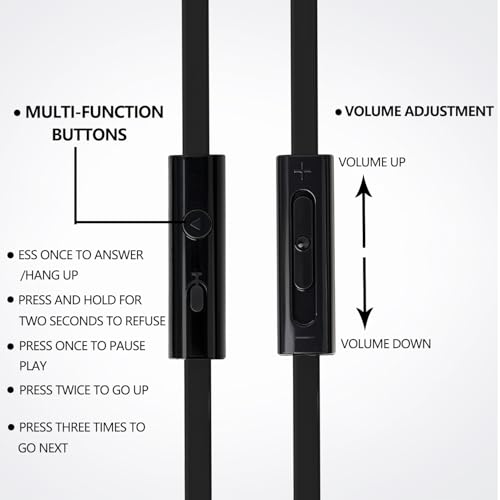 LANDIBO USBC Earbuds, in-Ear Headphones with Volume Control, Built-in microphoneUSB C Earbuds Wired, Clear Sound Quality, bass Noise Cancellation, Headphones Wired (Black + Black)