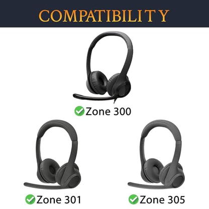 SOULWIT 70mm Earpads Replacement for Logitech Zone 300/Zone 301/Zone 305 Wireless Headphones, Ear Pads Cushions with Soft Protein Leather, Noise Isolation Foam - Zone 300 PL White
