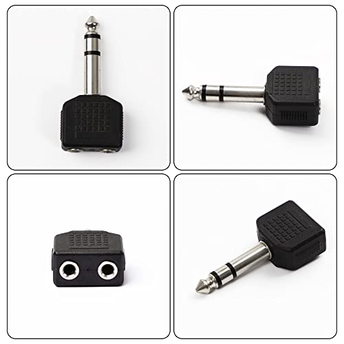 uxcell Headphone Y Splitter, 6.35 to 2 x 3.5 Adapter Audio Heads Socket Splitter Connector, 6.35mm (1/4 Inch) 1 Male to Two 3.5mm (1/8 Inch) Female Stereo Jack Converter, 1 Pack