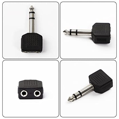 uxcell Headphone Y Splitter, 6.35 to 2 x 3.5 Adapter Audio Heads Socket Splitter Connector, 6.35mm (1/4 Inch) 1 Male to Two 3.5mm (1/8 Inch) Female Stereo Jack Converter, 1 Pack