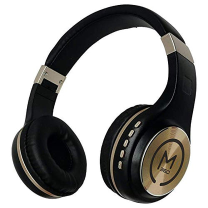 Morpheus 360 Bluetooth Headphones, Wireless Headphones Over Ear, Wireless Headset with Microphone, Black with Gold Accents, Comfortable Design HP5500G - color: Black with Gold Accents