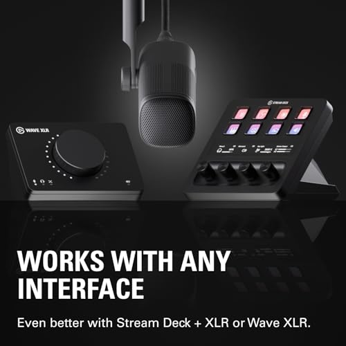 Elgato Wave DX Dynamic XLR Microphone, Cardioid Pattern | Speech-optimized capsule, Room noise rejection, No signal booster needed, Swivel mount included, Broadcast-ready