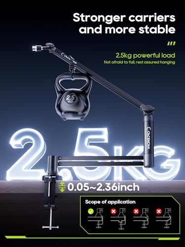 CACENCAN M05 Boom Arm, 360° Rotatable Microphone Stand with Desk Mount, Foldable Desk Mic Arm with 3/8'' to 5/8'' Screw Adapter, Microphone Arm for Live Streaming, Gaming, Podcasting, Radio - color: Mic Black