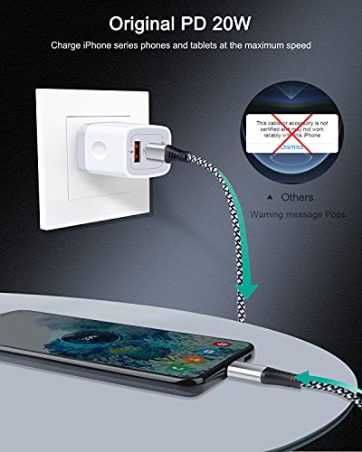 3Pack Dual Port USB-C Wall Plug-in USBC Charger, AILKIN 20W Power Delivery | QC3.0 USB A Double Port Fast Charging Block for iPhone 17 15 14 13 12 Pro Max 14 Pro Mini 16Pro Max 16 Plus 16E X XS Cube - color: White