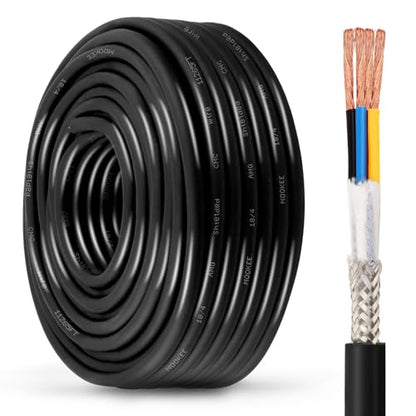 MOOKEERF 18/4 Shielded Wire 100FT,18AWG 4 Conductor Shielded Cable Stranded Pure Copper CNC Wire for CNC Router Machine,CNC VFD Spindle,3D Printer,Stepper Motor,Transformer,etc. - size: 100FT, style: 18AWG(4 Conductor)