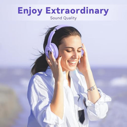 BERIBES Bluetooth Headphones Over Ear Wireless HiFi Stereo Headsets 65H 6EQ | Bluetooth 6.0,with Built-in HD Mic,Foldable Lightweight,Comfort Fit,Fast Charging,Deep Bass for Home Office Cellphone PC Ect. - color: Purple